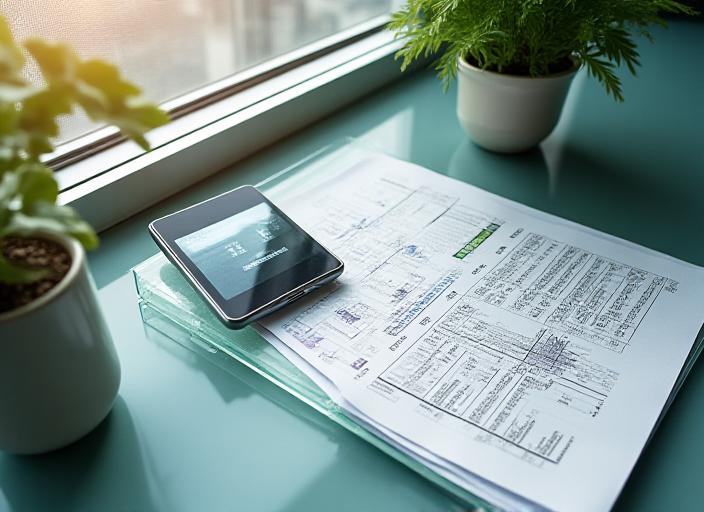 Detailed forensic accounting documents and digital analysis tools on a desk